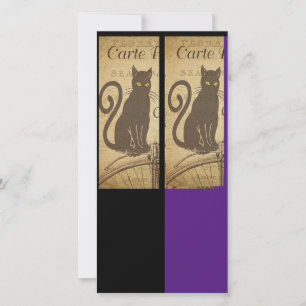 Gato negro vintage, arte, tarjeta de marcadores