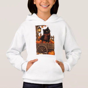 Gato negro vintage cosecha de otoño