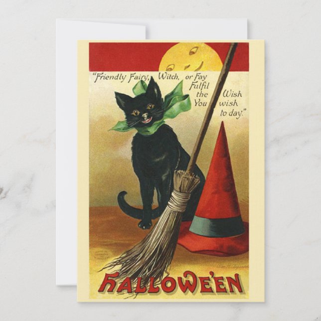 Gato negro vintage de Halloween (Anverso)