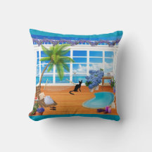 Gato Negro y Almohada de Playa