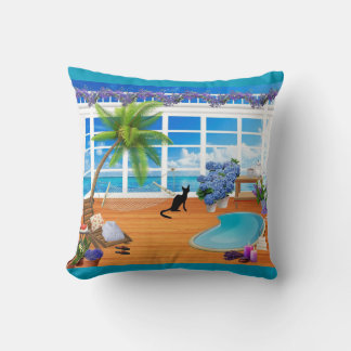 Gato Negro y Almohada de Playa