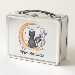 Gato negro y luna creciente por feliz Halloween