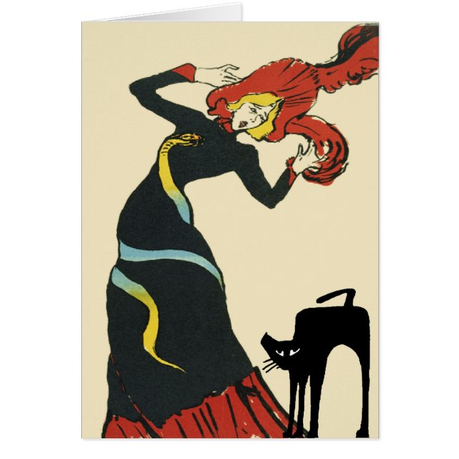 Gato negro y mujer asustada (Frente)