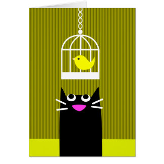 Gato negro y pájaro amarillo