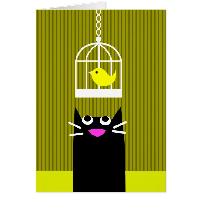 Gato negro y pájaro amarillo (Frente)