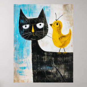 Gato Negro y Pájaro Amarillo – Arte Moderno Capric