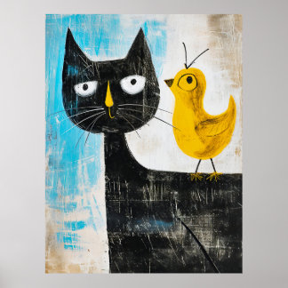 Gato Negro y Pájaro Amarillo – Arte Moderno Capric