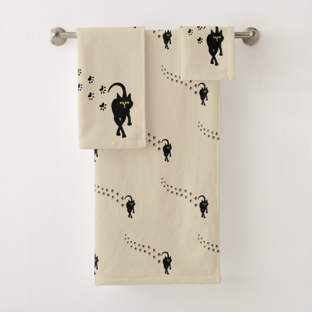 Gato negro y Pawprints (In situ)