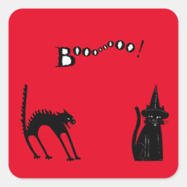 GATO NEGRO Y PEGATINA DE BOO HALLOWEARE SQUARE