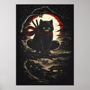 Gato Ninja, Divertido Arte Animal de Tatuaje de An