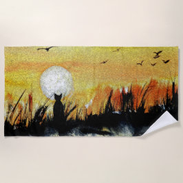 Gato Obsesionado Por La Toalla De La Playa De La L