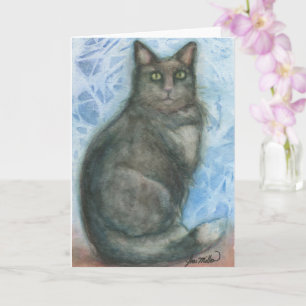 Gato Ojos Misteriosos tarjeta de saludo de gato fu