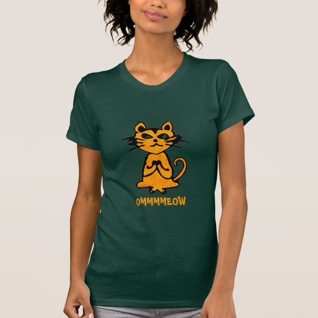 Gato Om - Graciosa camiseta de yoga para mujeres (Anverso)