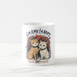 Gato Pareja Amor Mug Cute Romántica Copa de Café K