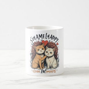 Gato Pareja Amor Mug Cute Romántica Copa de Café K
