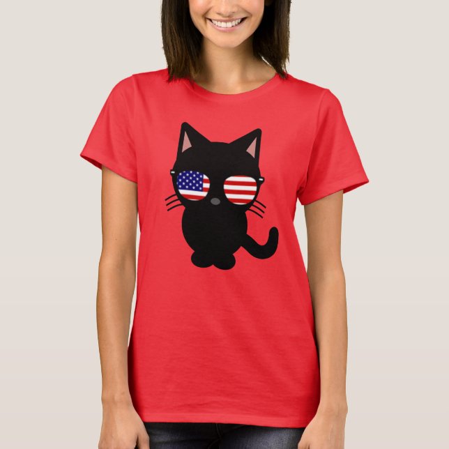 GATO PATRIOTA SOLUCIONA LA CAMISA DE LA CAMISETA D (Anverso)