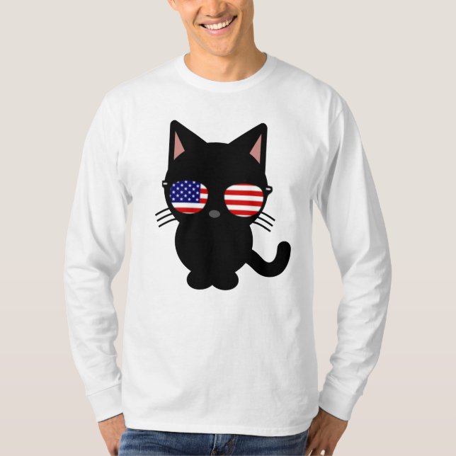 GATO PATRIOTA SOLUCIONA LA CAMISA DE LA CAMISETA D (Anverso)