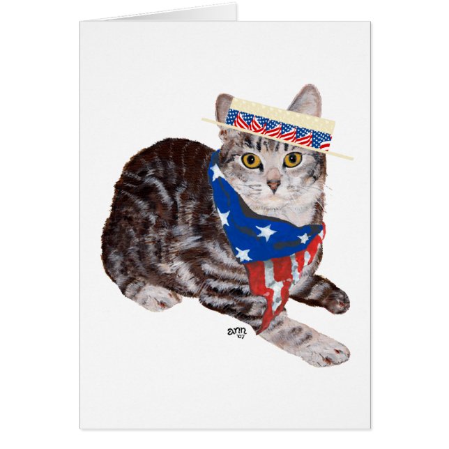 Gato Patriótico Americano Shorthair Tabby (Frente)