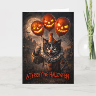 Gato payaso espeluznante tarjeta de saludo de Hall