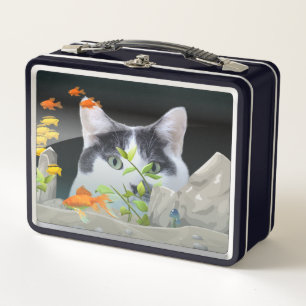 Gato Peering en el tanque de peces Personalizado 2