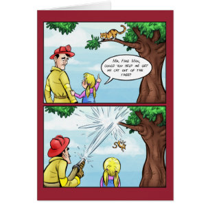 Gato pegado en dibujo animado del árbol