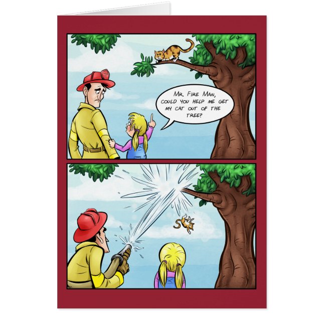 Gato pegado en dibujo animado del árbol (Frente)