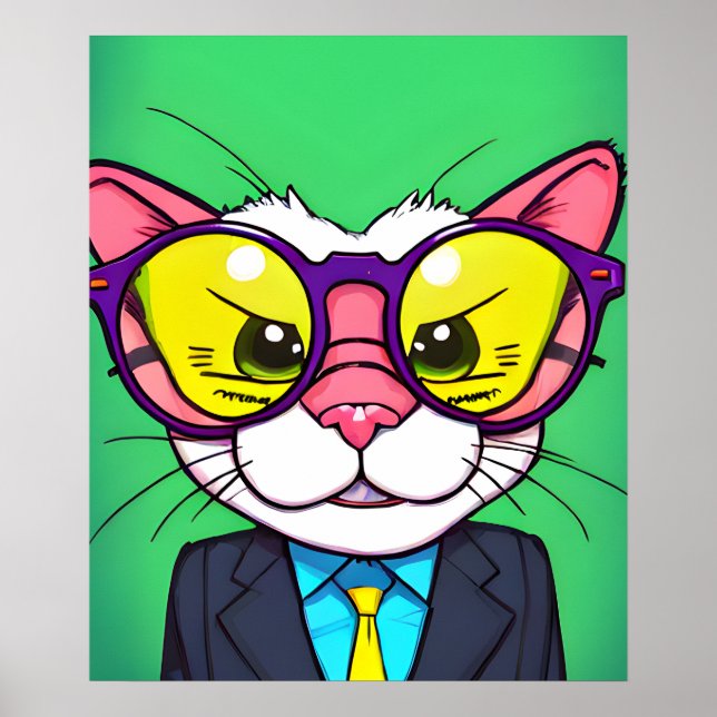 Gato perfecto en pintura de arte digital, pared ar (Frente)