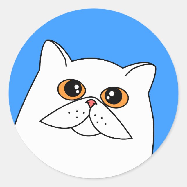 Gato persa blanco con ojos Naranjas Pegatinas (Anverso)
