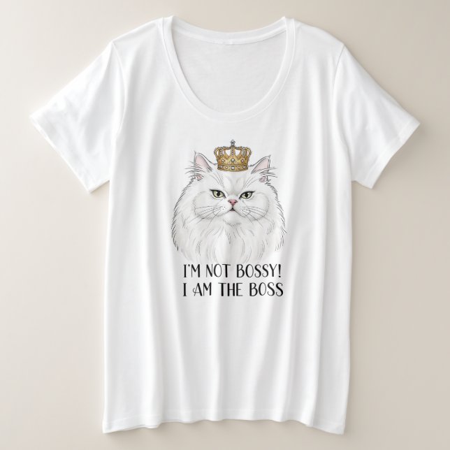 Gato persa blanco esponjoso con cita graciosa de l (Anverso del diseño)