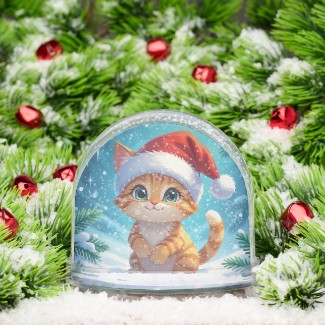 Gato personalizado con glóbulo de nieve de Navidad (Navidad)