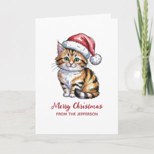 Gato personalizado con sombrero de Santa Navidad 