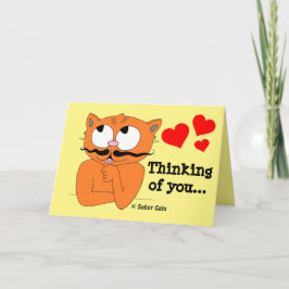 Gato Personalizado de tarjeta romántica "Pensando 