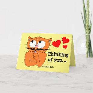 Gato Personalizado de tarjeta romántica "Pensando
