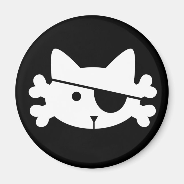 Gato pirata blanco - imán (Frente)