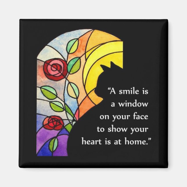 Gato por ventana - imán (Frente)