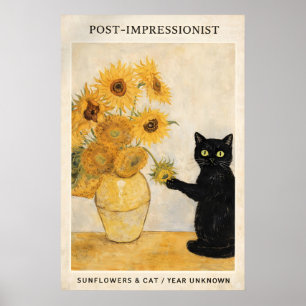 Gato postimpresionista impresión de girasoles, Van