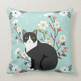 Gato precioso del smoking en Cojín decorativo de