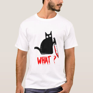 ¿Gato Qué? Gato negro asesino con camiseta de cuch