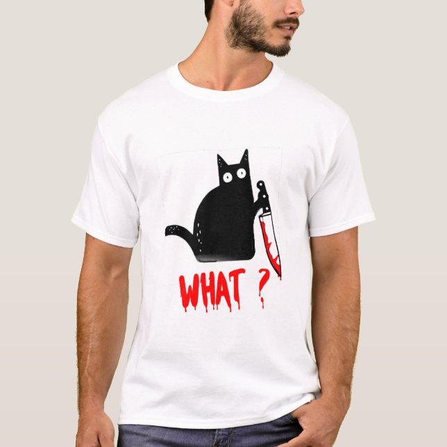 ¿Gato Qué? Gato negro asesino con camiseta de cuch (Anverso)