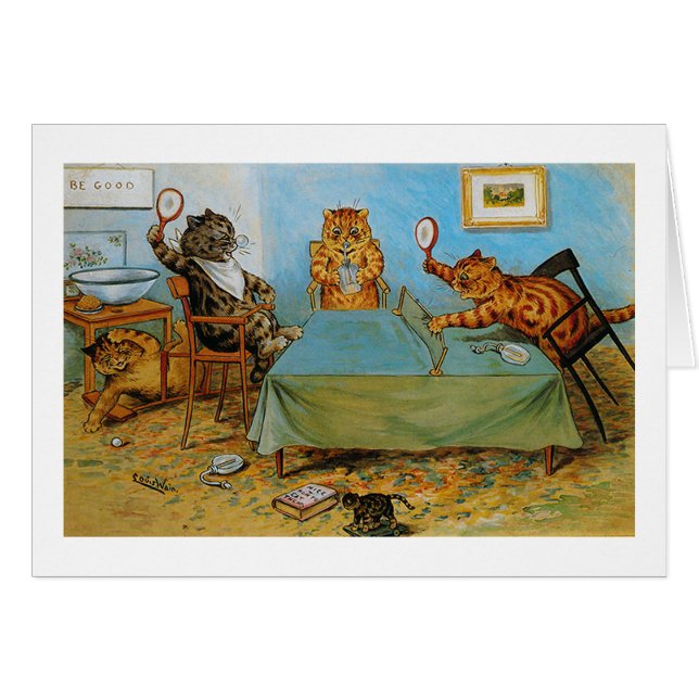 Gato que juega a los tenis de mesa, Louis Wain (Anverso (Horizontal))