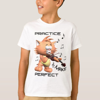 Gato que juega camiseta de los chicas del violín "
