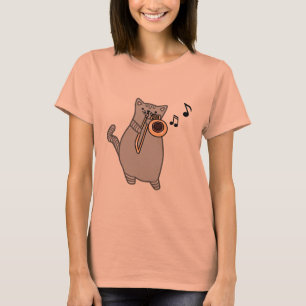 Gato que juega el Trombone - camiseta del regalo