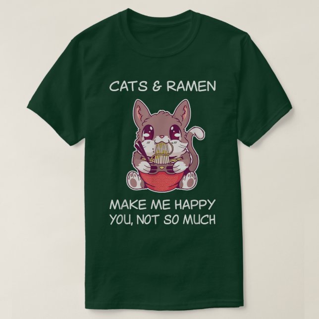Gato Ramen camiseta Sarcástico Ramen fideos y gato (Diseño del anverso)