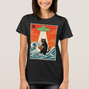 Gato Ramen Ovni Camiseta Divertida Japonesa Anime