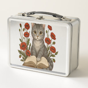 Gato ratón � Gato lindo leyendo con amapolas para