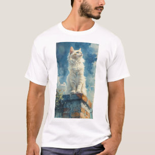 Gato realista caminando sobre una camiseta de cerc