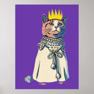 Gato Regio con Corona y Toga Gráfico de Arte Pop V