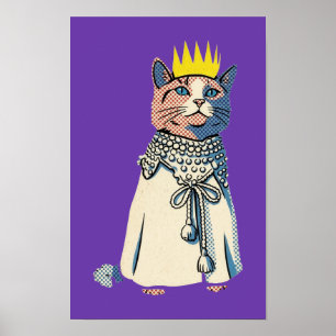 Gato Regio con Corona y Toga Gráfico de Arte Pop V