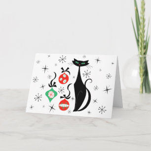 Gato Retro de Navidad Feliz Navidad horizontal