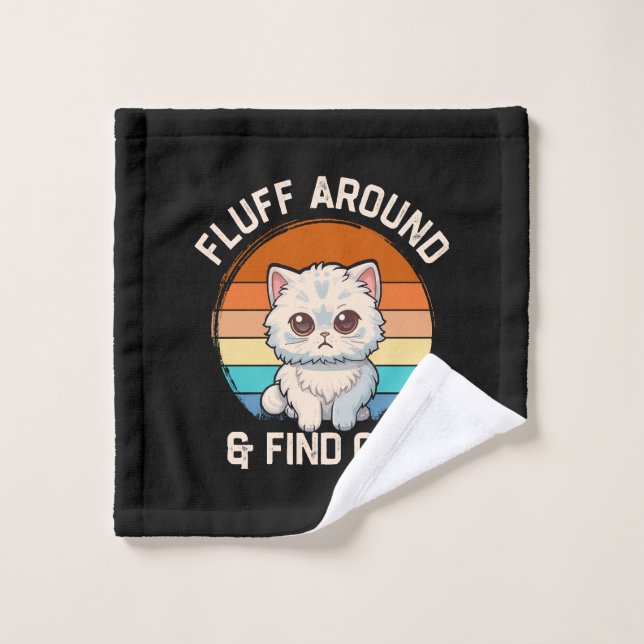 Gato Retro Divertido Averigua y Fluff Alrededor (Toallita)